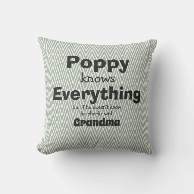 Change Names Poppy knows Everything - Grandma Throw Pillow (Front)