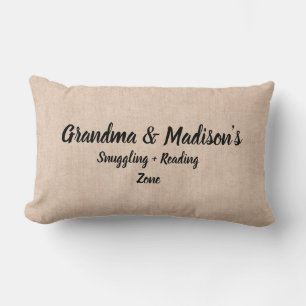 Change Names Text Grandma Cuddling Reading Zone Lumbar Pillow