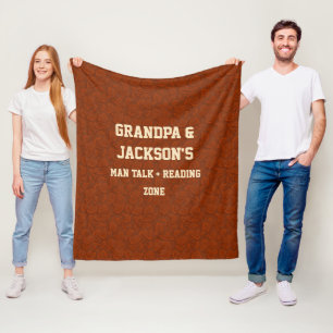 Change Names Text Grandpa Man Talk & Reading Zone  Fleece Blanket