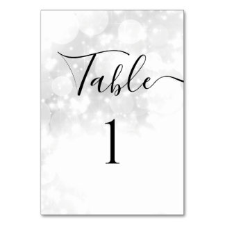 CHANGE NUMBER - Bright White Bokeh Calligraphy Table Number
