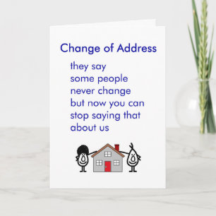 Change of Address - a funny change of address poem Announcement