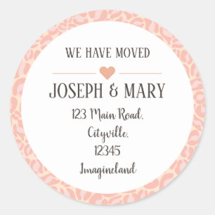 Change of address blush Leopard Print Classic Round Sticker