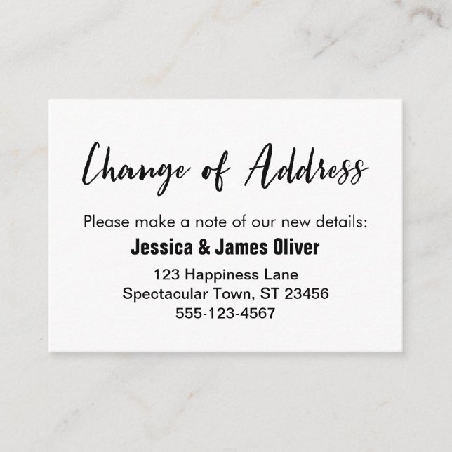 "Change of Address" Casual Handwriting Insert Card (Front)