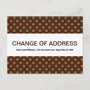 Change of Address Chocolate Brown Polka Dots V4 Announcement Postcard