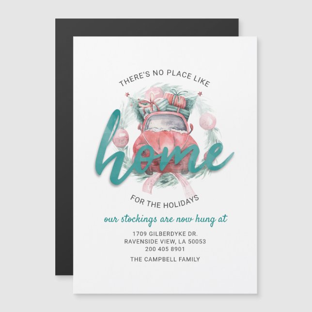 Change of Address Christmas Holidays Family Moving Magnetic Invitation (Front/Back)