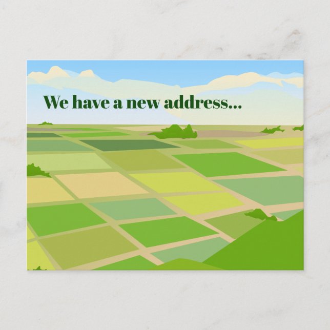 Change of Address Farm House Fields Announcement Postcard (Front)