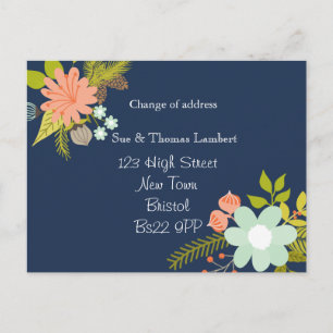 change of address floral postcard