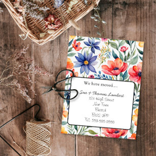 change of address floral postcard