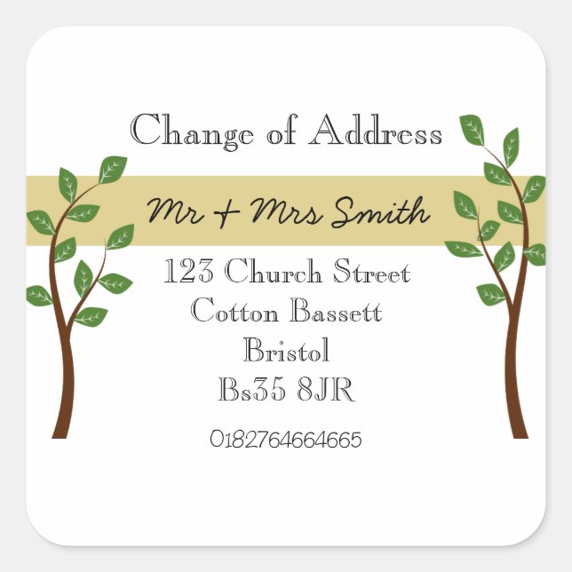 Change of Address gold band Square Sticker (Front)