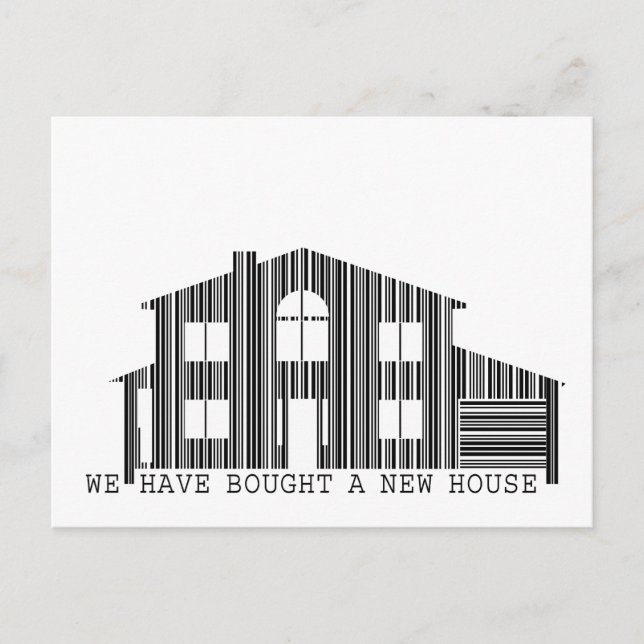 Change of address idea: Bought a new house barcode Announcement Postcard (Front)