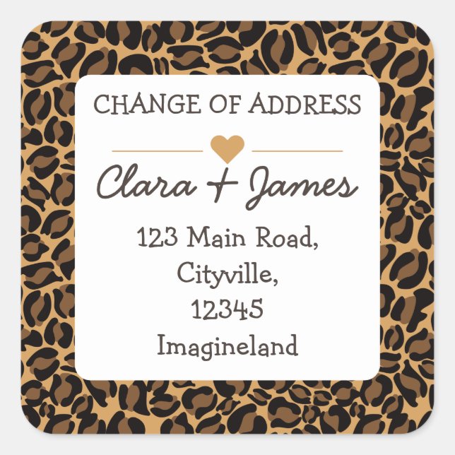 Change of address Leopard Print Square Sticker (Front)