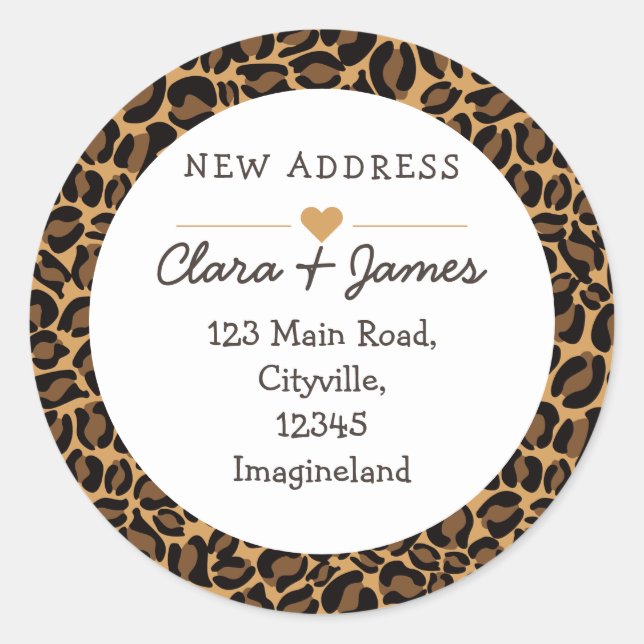 Change of address new address Leopard Print Classic Round Sticker (Front)
