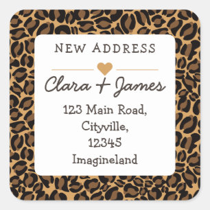 Change of address new address Leopard Print Square Sticker