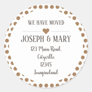 Change of address polka dots classic round sticker