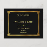 Change of address postcard  Art Deco Style gold