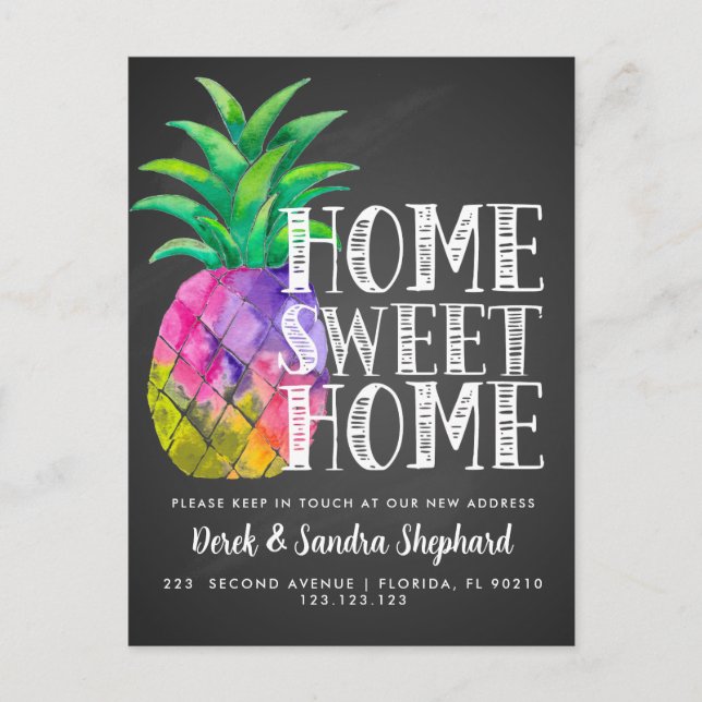 Change of address postcard we have moved pineapple (Front)