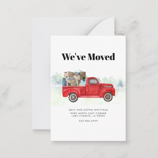 Change of Address Red Truck Moving Announcement (Front)