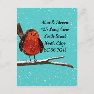 Change of address Robin on a branch Postcard