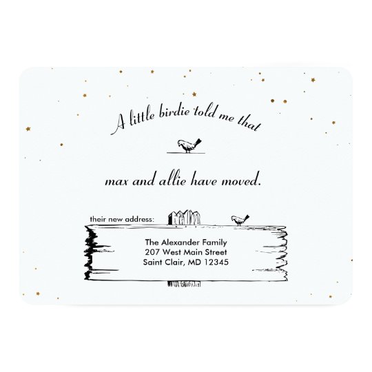 Change of Address Signpost Birds with Stars Card