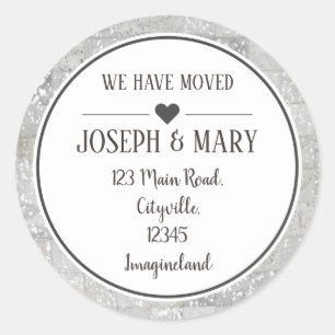 Change of address silver cowhide classic round sticker