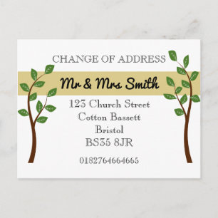 Change of address simple leaves tree announcement postcard