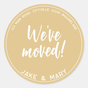 Change of address Simple Modern We've moved Classic Round Sticker