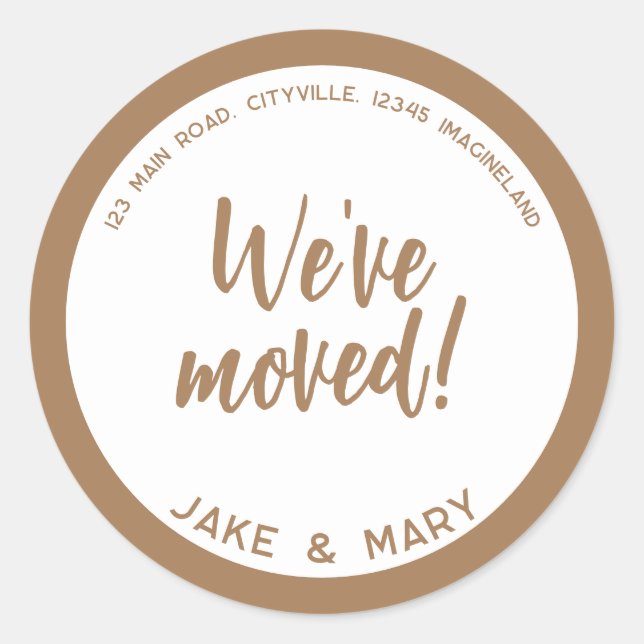 Change of address Simple Modern We've moved Classic Round Sticker (Front)
