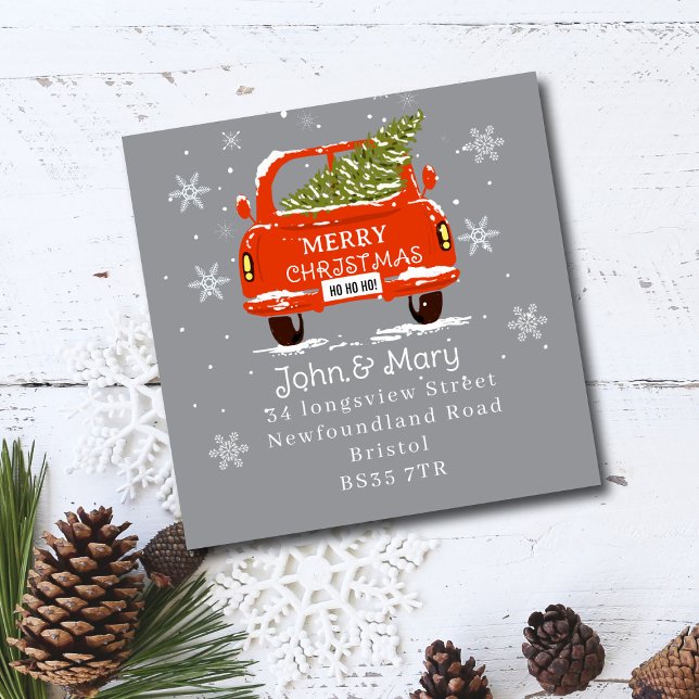 Change of Address Sticker |Christmas car with tree (Creator Uploaded)