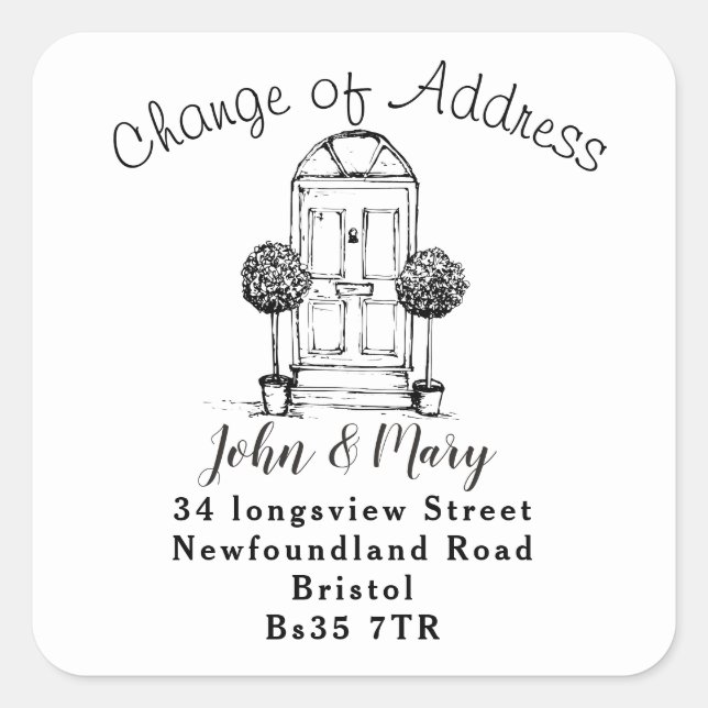Change of Address sticker front door (Front)