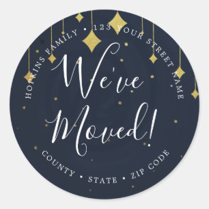 Change of Address sticker navy gold