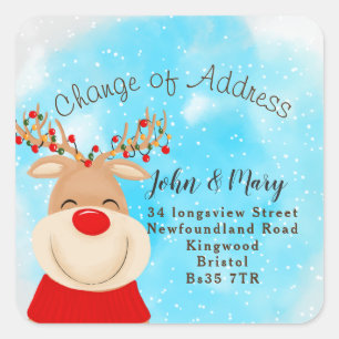 Change of Address sticker snow reindeer