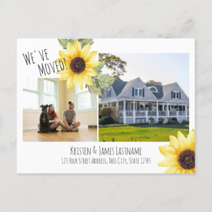 Change of Address Sunflower with Photo Announcement Postcard