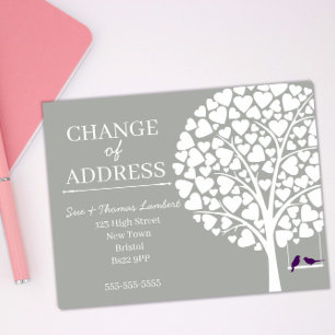 Change of address  tree with bird green background announcement postcard