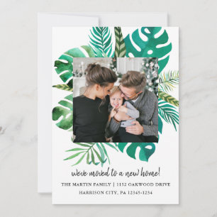Change of Address Tropical Leaves Photo Announcement