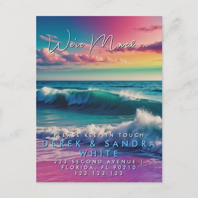 Change of address we have moved sea ocean announcement postcard (Front)