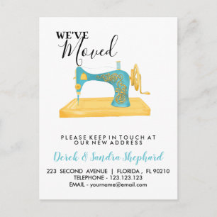 Change of address we have moved sewing machine announcement postcard