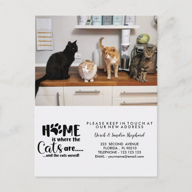 Change of address we have moved with cat announcem announcement postcard (Front)