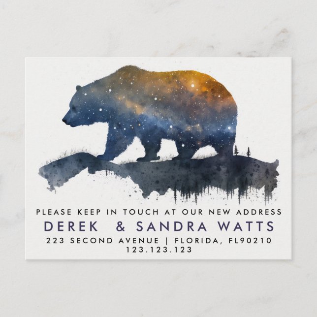 change of address we've moved announcement bear postcard (Front)