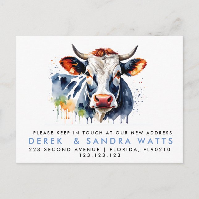 change of address we've moved announcement cow  postcard (Front)