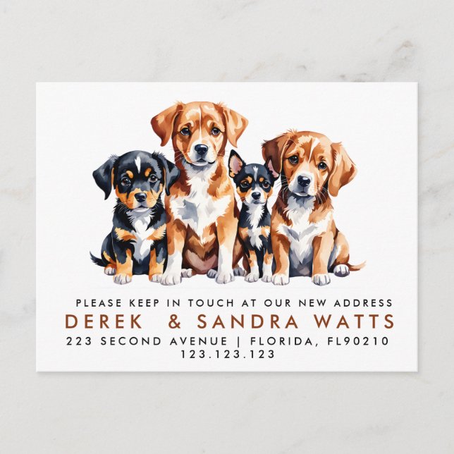 change of address we've moved announcement dogs  postcard (Front)