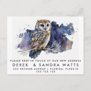 change of address we've moved announcement owl postcard