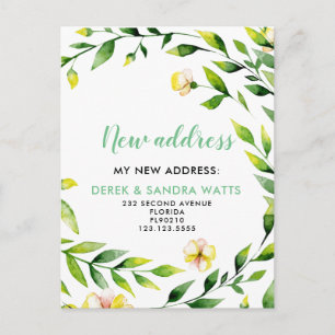 Change of address we've moved botanical announcement postcard