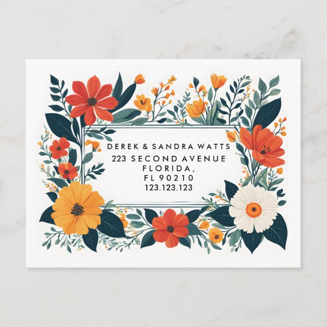 Change of address we've moved botanical yellow announcement postcard (Front)