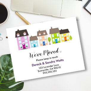 Change of address we've moved house colorful announcement postcard