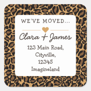 Change of address We've moved Leopard Print Square Sticker