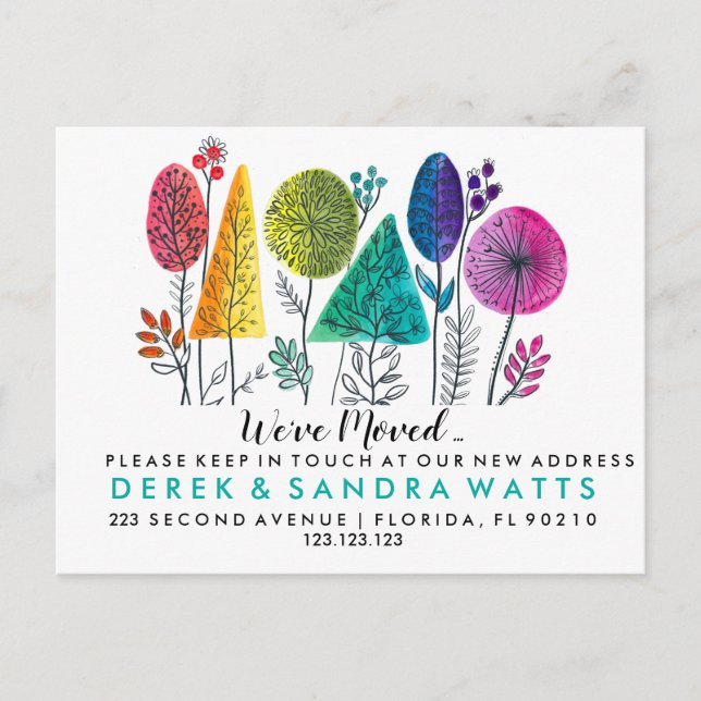 Change of address we've moved watercolour announcement postcard (Front)