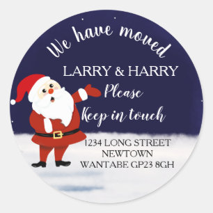 Change of Address winter christmas Santa Classic Round Sticker