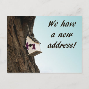Change of address with birdhouse postcard