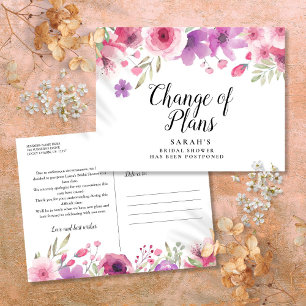Change of Date Postponed Cancelled Event Floral Postcard