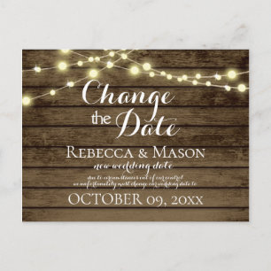Change of Date Rustic Barn Wood and Lights Postcard